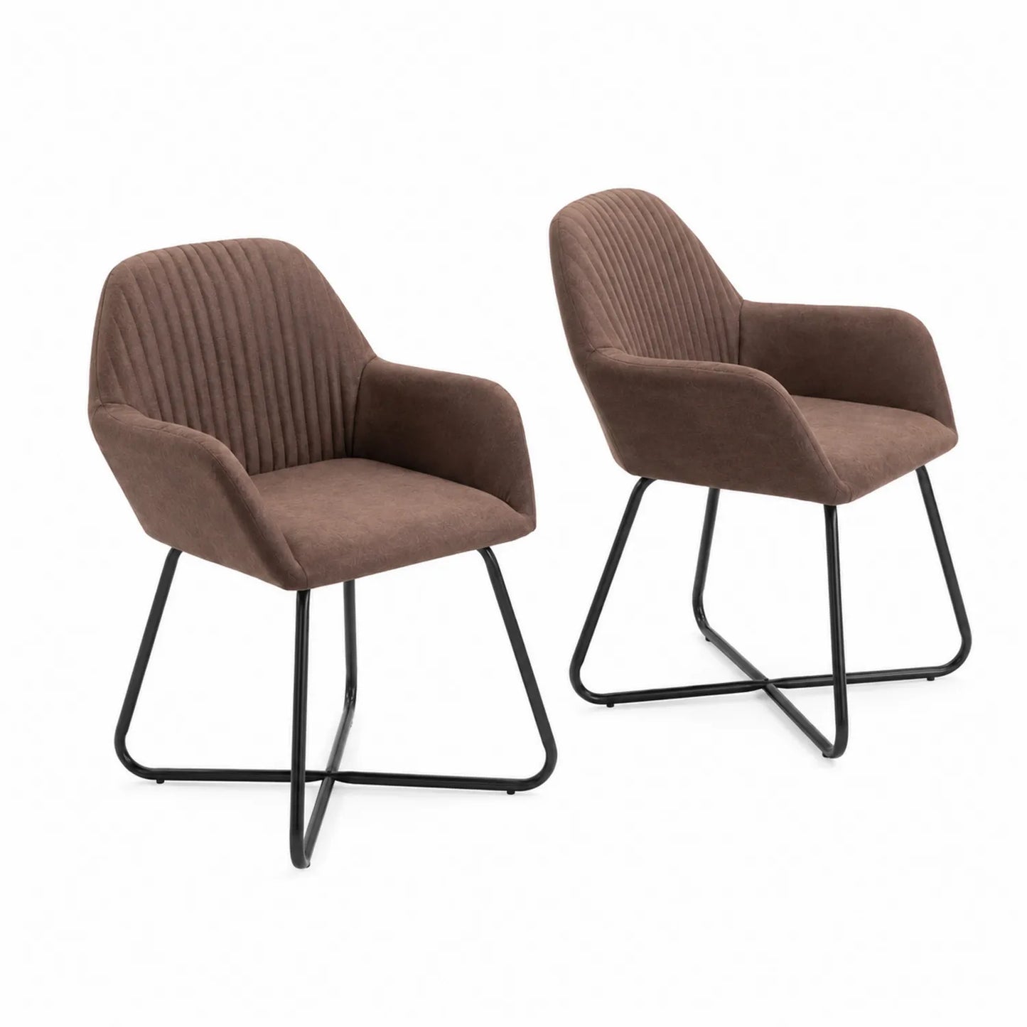 2er-Set Esszimmerstühle Braun Mikrofaser Stahl