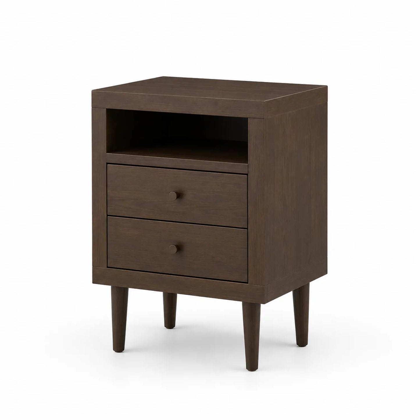 Holz Nachttisch mit zwei Schubladen Braun