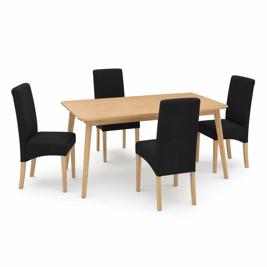 Esstisch und Stühle Set Eiche Schwarz