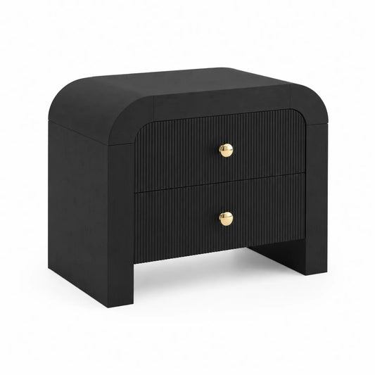 Nachttisch aus MDF mit 2 Schubladen Schwarz 50x40x45 cm