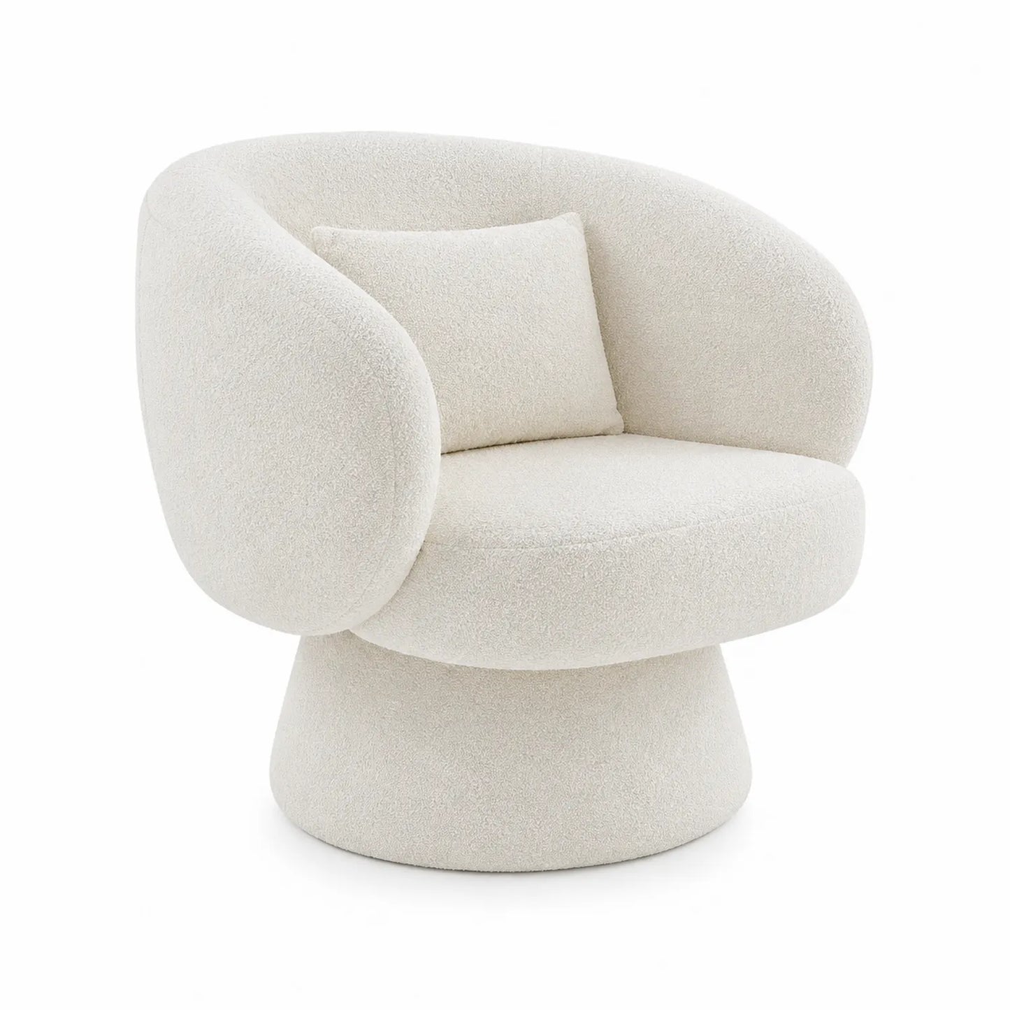 Sessel Bouclé-Stoff Beige mit Kissen